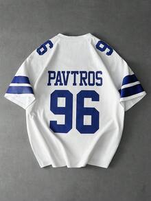 PAVTROS 男士宽松运动风超大印花T恤棒球衫，适合春夏穿着，夏季、度假、复古风、外出、派对、节日、送男友礼物、街头风、健身等场合。 - 白色 - 查看 2