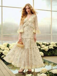 MOTF PREMIUM WOMEN'S ROMANTIC ELEGANT PRINTED LONG DRESS, SPRING/SUMMER - Multicolor - View 5