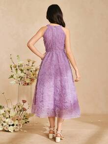 Teen Girls' Fashionable Off-Shoulder Party Dress - Purple - View 2