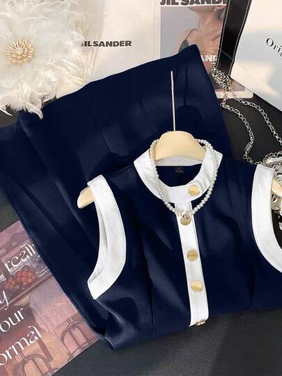 GlowEve Women's Round Neck Patchwork Sleeveless Short Dress