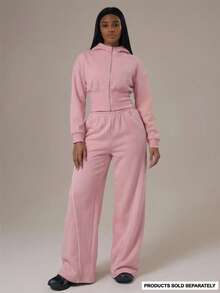 Musera Sport 运动撞色滚边阔腿慢跑裤（仅裤子）冬季运动服 健身房锻炼 - 淺粉色 - 查看 1