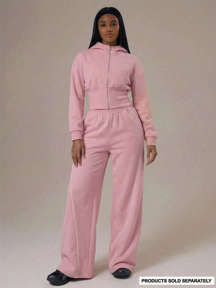 Musera Sport 运动撞色滚边阔腿慢跑裤（仅裤子）冬季运动服 健身房锻炼 - 淺粉色 - 查看 1