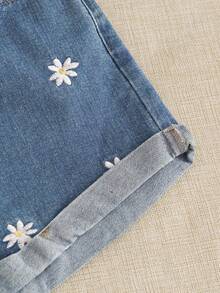 Breezaya Women's Embroidered Casual Denim Shorts - Medium Wash - View 3