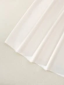 GlowEve Women's Elegant Satin V-Neck Ruffle Armhole Belted Midi Dress, Romantic For Party, Wedding Season, Summer - Apricot - View 5