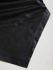 Sweetra Nueva Camiseta Negra Corta sin Mangas con Hebilla Metálica Asimétrica y Capas, Adecuada para Uso Diario - Negro - Ver 8