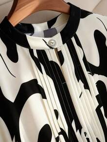 GlowEve Women's Elegant All-Over Print Sleeveless Dress - Black and White - View 5