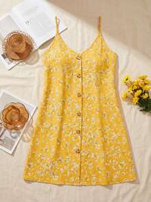 SHEIN VCAY Plus Size Vacation Spaghetti Strap Summer Boho Dress,Beach Dress Sundress,Holiday Outfits - Yellow - View 7