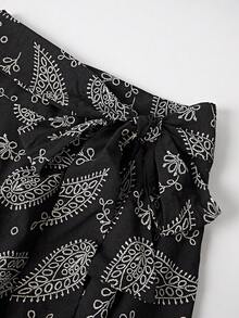 SHEIN Franclia Chân váy chữ A thanh lịch, kiểu dáng retro mới dành cho nữ, phối màu tương phản trang nhã. - màu đen - Xem 6