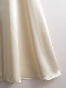 GlowEve Elegant Collared Short Sleeve Cardigan Dress With Waist Cinching And Flared Hem, Fashionable High-Quality Design - Champagne - View 6