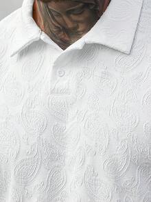 Manfinity CasualCool Áo Polo nam tay ngắn màu trơn họa tiết Paisley Jacquard, thích hợp cho kỳ nghỉ hè, đi biển. Áo Polo nam màu trắng có họa tiết. Áo Polo nam màu trắng có họa tiết. Áo Polo nam màu trắng họa tiết Paisley. - trắng - Xem 6