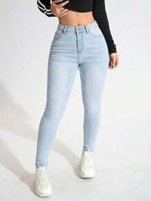 Jeanoix Jeans pitillo casuales para mujer - Azul lavado medio - Ver 5