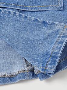 SHEIN MOD Women's Y2K Single-Breasted Casual Halter Denim Top - Blue - View 5