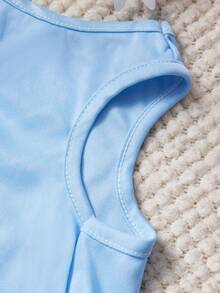 PETSIN 1件可爱泰迪熊吹泡泡字母印花宠物背心蓝色亲肤透气宠物服装 - 藍色 - 查看 2