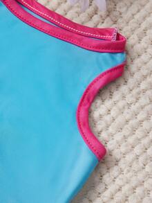 PETSIN 1pc L LOVE MOM Love Letter Printed Pet Tank Top Blue Pink Skin Friendly Breathable Pet Clothing - Multicolor - View 2