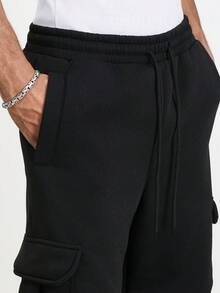 TOKVUE Pantalones cargo jogger de unicolor casual para hombres - Negro - Ver 4