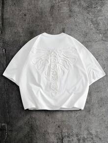 AXEPEAK Men's Solid Color Round Neck Short Sleeve Casual Loose Fit T-Shirt - White - View 7
