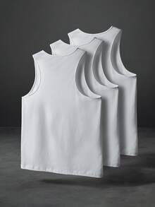 PAVTROS 男士3入組圓領無袖背心上衣 - 白色 - 查看 2