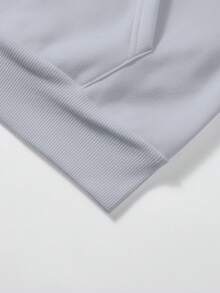 Manfinity 男士连帽拉链卫衣，休闲套头衫，日常通勤，学生装，青春运动风，百搭，虎纹印花设计，秋季款 - 淺灰色 - 查看 5