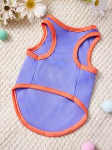 PETSIN 1 Piece Cute Mermaid Cloud Rainbow Star Shell Print Pet Vest Purple Patchwork Orange Casual Style Pet Clothes - Multicolor - View 3