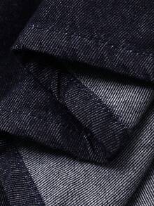 DAZY 西部牛仔褶裥长款宽松A字伞裙，休闲度假夏季女士牛仔裙 - 藍色 - 查看 7