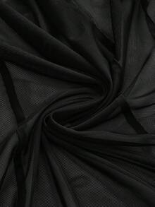 ROMWE Avant 新款中国风3D立体花卉装饰性感透视修身立领女式衬衫 - 黑色 - 查看 3