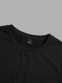 SWAVVY Men's Fashionable Casual Knit Short Sleeve T-Shirt - Black - View 4