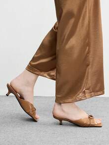 CUCCOO BIZCHIC Fashion V-Mouth Simple Atmosphere High-Heeled Women's Sandals Half Drag - Khaki - View 4