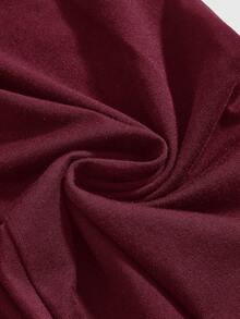 ROMWE Grunge Punk Quần ống loe màu đen đa năng có dây rút dành cho nữ - Màu Đỏ Sâu - Xem 3