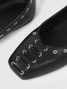 ROMWE Goth Women's Classic Flat Comfortable Square Toe Loafers - Black - View 3