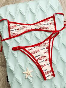 Swim Mod Conjunto de bikini de 2 piezas sexy y de microtamaño para mujer, casual para vacaciones en la playa, nuevo para primavera/verano 2026 - Multicolor - Ver 3