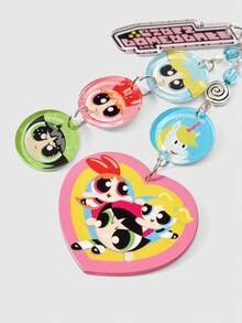 THE POWERPUFF GIRLS X SHEIN 1件飞天小女警粉色、绿色和蓝色三人组心形吊坠复古可爱卡通挂件，质感丰富 - 多色F - 查看 3