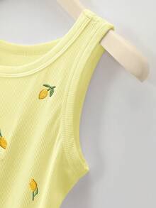 Resyla Camiseta de tirantes para mujer con cuello redondo y patrón bordado de limón - Multicolor - Ver 5