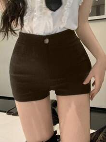 DAZY Women's Slim Fit Casual Shorts, Suitable For Spring, Summer, Vacation, Music Festival - Mocha Brown - View 2