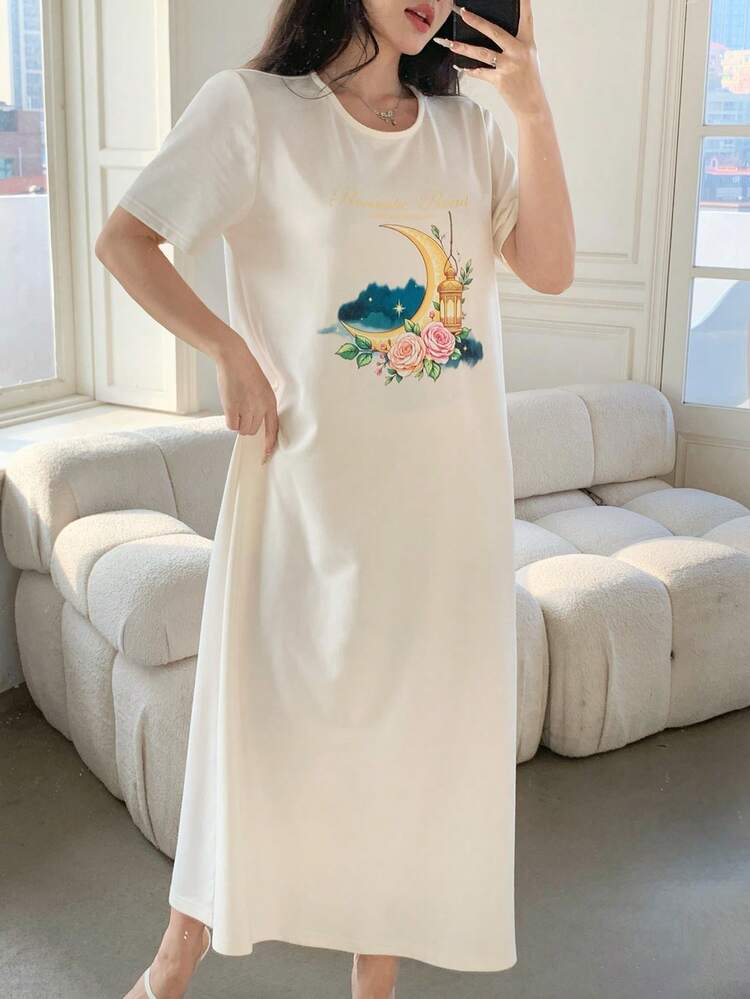 Women's Casual Printed Round Neck Short Sleeve Long Dress Wedding Guest Dress Summer Sundress Floral Dresses For Women