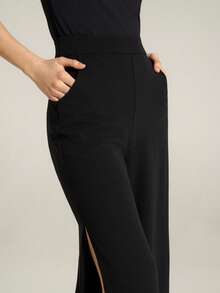 SHEIN Tall Commute Minimalist Office Old Money Simple Sexy And Elegant Black And White Polka Dot Women's Pants - Black - View 6