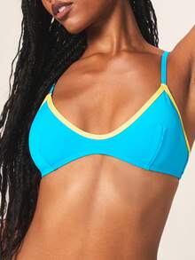 MISSGUIDED Contrast Trim Scoop Neck Bikini Top With Adjustable Side Tie Straps Summer Beach Swimwear - Multicolor - View 5