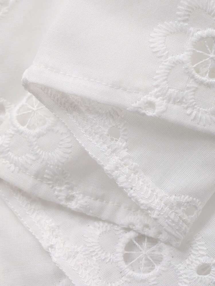 Elegant White Hollow Embroidery Long Skirt For Women