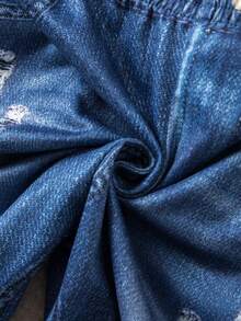 SHEIN Baby Girl Cute Bow Knit Elastic Waist Pants, Summer - Blue - View 4