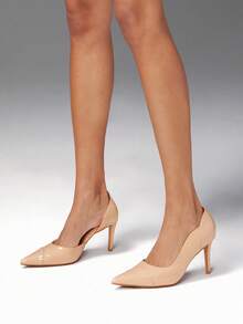 SHUZIA Women's Elegant Patent PU D'orsay Pumps Valentine's Day - Beige - View 2