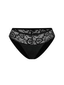SHAPORA Mutandine vintage a vita alta in rete trasparente con motivo floreale a cuore, pantaloncini comodi e aderenti per le donne - nero - Visualizzare 7