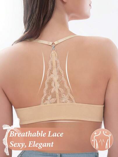 1pc Comfortable Front-Closure Lift & Support Bra, Minimizes Sagging, Enhances Bust, Adjustable Underwire Bra