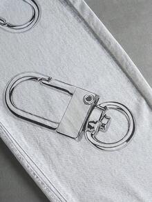 ROMWE MEN Street Life Men's Casual Washed Digital Print Curved Knife Denim Jeans - Multicolor - View 3