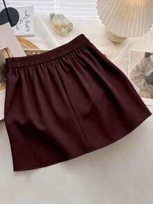 GlowEve CURVE 大码优雅褶皱链条装饰迷你裙 - 中紫紅色 - 查看 2