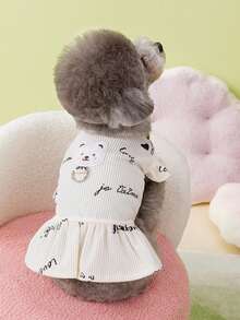 PETSIN 狗狗服装、猫咪服装、动物裙装、宠物春夏新品系列、幼犬连衣裙、公主风百搭连衣裙、条纹印花、小型动物服装、清凉防晒霜 - 彩色 - 查看 15