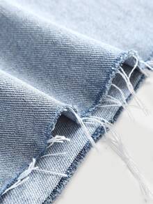 SHEIN Quần jean dài ngắn rộng thùng thình dáng Y2K cho nữ tuổi teen, chất liệu denim mài nhẹ, kiểu dáng lệch eo, gấu quần cắt thô, thích hợp cho mùa hè, phong cách Boho, mùa xuân và hè, phong cách vintage//bãi biển/thanh lịch, tốt nghiệp, thường ngày, kỳ nghỉ hè, mùa xuân, bãi biển, kỳ nghỉ, ngày lễ tình nhân, kỳ nghỉ hè, kỳ nghỉ biển. - Rửa nhẹ - Xem 2