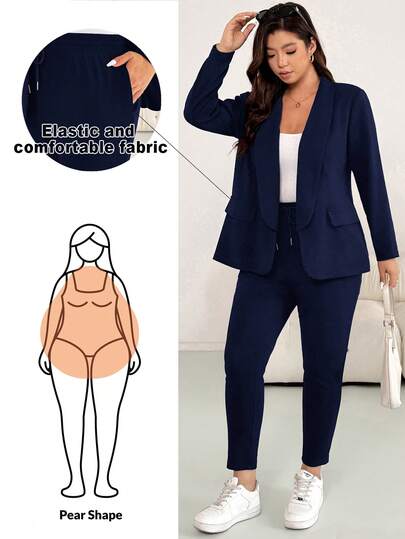 Shapeblank Completo casual da donna oversize in due pezzi, giacca e leggings, adatto per l'autunno e l'inverno, comodo e casual, ideale per l'ufficio e il tempo libero