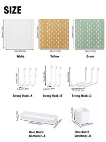 Joivida 塑料洞洞板墙面收纳板及配件，洞洞板墙面安装，适用于厨房、卧室、客厅、工艺室、车库、工作室、书房、游戏室等场所，采用无痕粘贴墙贴，安装简便（28*28厘米） - 彩色 - 查看 13