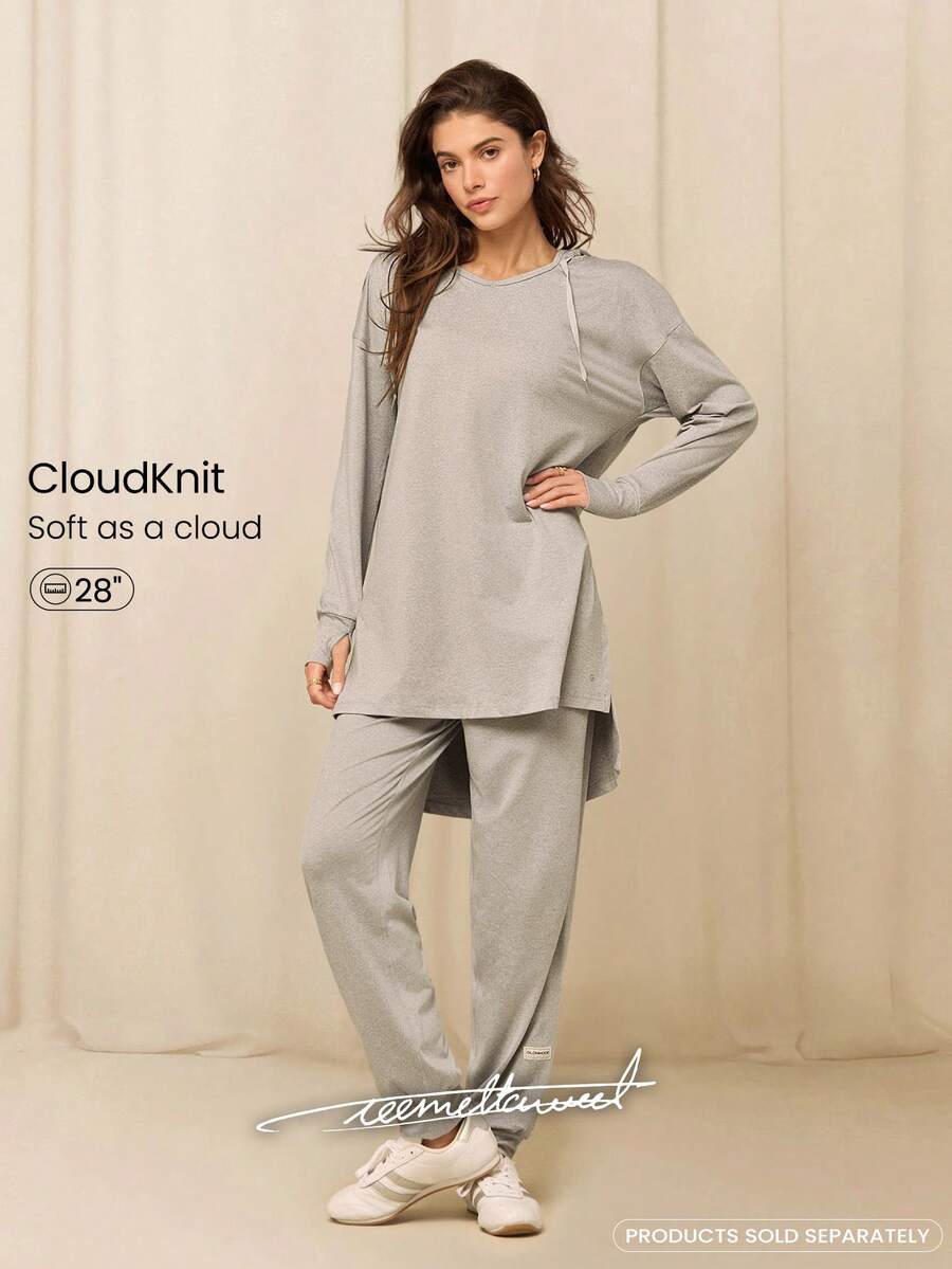 GLOWMODE X Reem Modest CloudKnit Weekend Stroll Soft Stretchy Lightweight Adjustable Drawstring Waist Pockets Relaxed Fit Joggers Daily Casual Street Wear - Grey - View 1