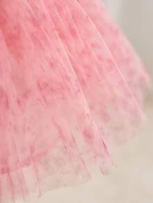 SHEIN 女宝宝优雅可爱粉色薄纱蝴蝶结装饰连衣裙 - 彩色 - 查看 8