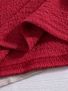 Genkimix Kids 两件套女童夏季新款杏色针织面料领口拼接爱心装饰背心上衣和牛仔短裙，裙摆饰有荷叶边和樱桃刺绣，复古可爱套装 - 紅色 - 查看 7